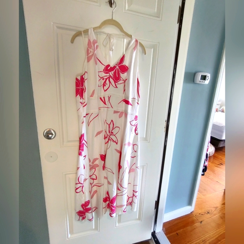 Ann Taylor Halter Linen Embroidered Sundress sz 14
